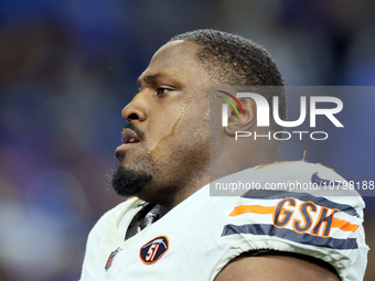 Chicago Bears defensive tackle Andrew Billings (97) walks off the field at halftime during  an NFL  football game between the Detroit Lions...