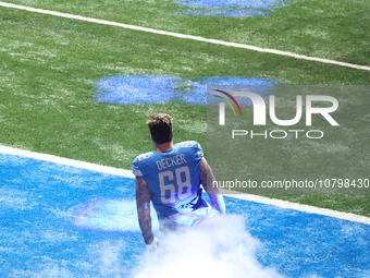 Detroit Lions offensive tackle Taylor Decker (68) heads to the field from the tunnel during an NFL football game between the Chicago Bears a...