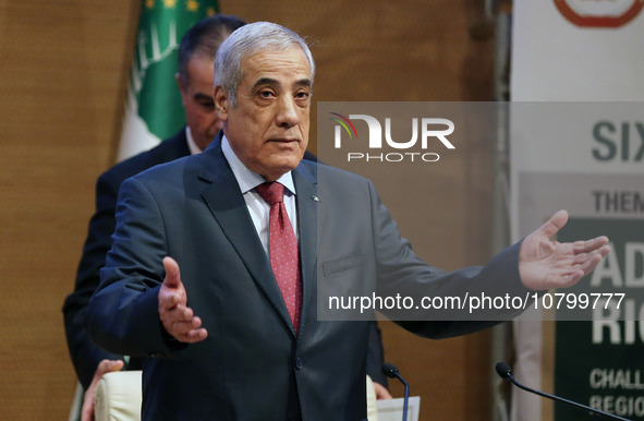 Prime Minister Algerine Nadir Larbaoui, during the launch of the sixth African judicial dialogue of the African Court on Human and Peoples'...