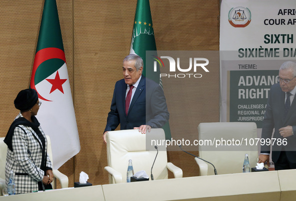 Prime Minister Algerine Nadir Larbaoui (C), during the launch of the sixth African judicial dialogue of the African Court on Human and Peopl...