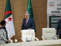 Prime Minister Algerine Nadir Larbaoui (C), during the launch of the sixth African judicial dialogue of the African Court on Human and Peopl...