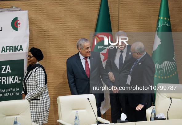 Prime Minister Algerine Nadir Larbaoui (C), during the launch of the sixth African judicial dialogue of the African Court on Human and Peopl...