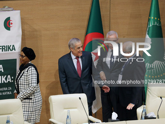 Prime Minister Algerine Nadir Larbaoui (C), during the launch of the sixth African judicial dialogue of the African Court on Human and Peopl...