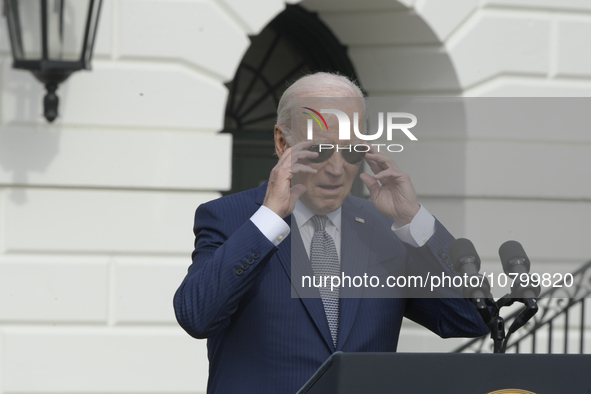 US President Joe Biden pardons turkey called Liberty celebriting the National Thanksgiving 2023 during a ceremony, today on November 20, 202...