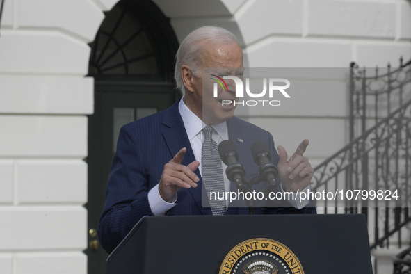 US President Joe Biden pardons turkey called Liberty celebriting the National Thanksgiving 2023 during a ceremony, today on November 20, 202...