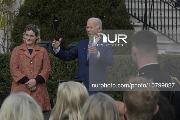 US President Joe Biden pardons turkey called Liberty celebriting the National Thanksgiving 2023 during a ceremony, today on November 20, 202...