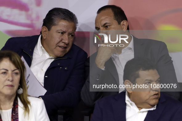 Governors David Monreal of Zacatecas and Cuauhtemoc Blanco of Morelos are attending the registration event of the sole candidate for the pre...