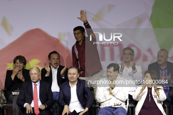 Governor Salomon Jara is attending the registration event of the sole candidate for the presidency of Mexico, Claudia Sheinbaum Pardo, at th...