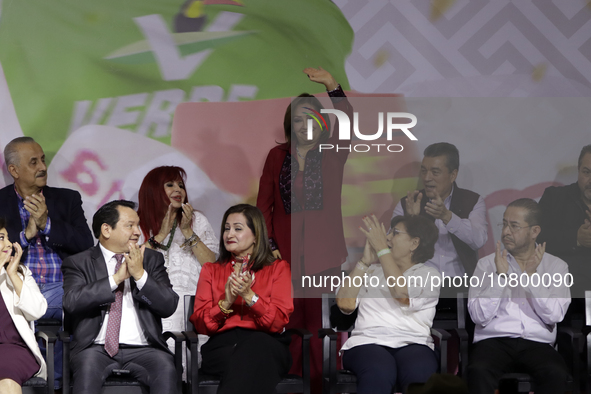 Governor Lorena Cuellar Cisneros is attending the registration event of the sole candidate for the presidency of Mexico, Claudia Sheinbaum P...