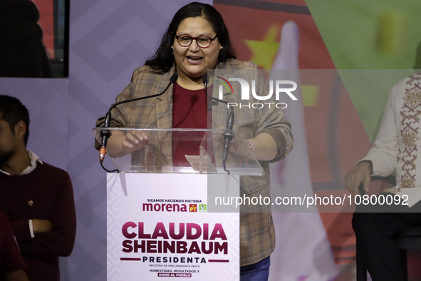 Citlali Hernandez, the General Secretary of the National Regeneration Movement party, is attending the registration event of the sole candid...