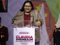 Citlali Hernandez, the General Secretary of the National Regeneration Movement party, is attending the registration event of the sole candid...