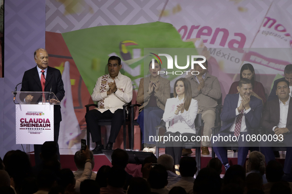 Alberto Anaya, the president of the Labor Party, is attending the registration event of the sole candidate for the presidency of Mexico, Cla...