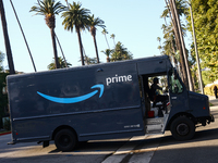 Prime truck is seen in Los Angeles, United States on November 13, 2023. (