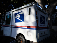 US Postal Service truck is seen in Los Angeles, United States on November 13, 2023. (