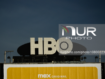 HBO logo is seen on the building in Los Angeles, United States on November 13, 2023. (