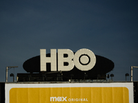 HBO logo is seen on the building in Los Angeles, United States on November 13, 2023. (
