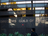 Director Guild Of America sign is seen on the building in Los Angeles, United States on November 13, 2023. (