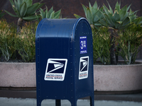 US Postal Service mailbox is seen in Los Angeles, United States on November 13, 2023. (
