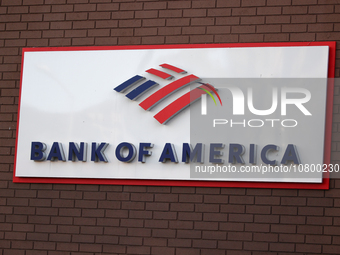 Bank of America logo is seen on the building in Los Angeles, United States on November 13, 2023. (