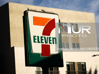 7Eleven logo is seen in Los Angeles, United States on November 13, 2023. (