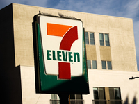 7Eleven logo is seen in Los Angeles, United States on November 13, 2023. (