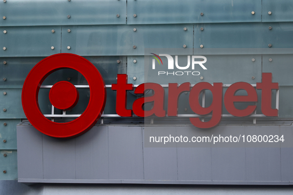 Target logo is seen on the building in Los Angeles, United States on November 13, 2023. 