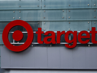 Target logo is seen on the building in Los Angeles, United States on November 13, 2023. (