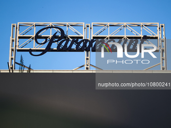 Paramount logo is seen on the building in Los Angeles, United States on November 13, 2023. (