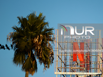 Netflix logo is seen on the building in Los Angeles, United States on November 13, 2023. (