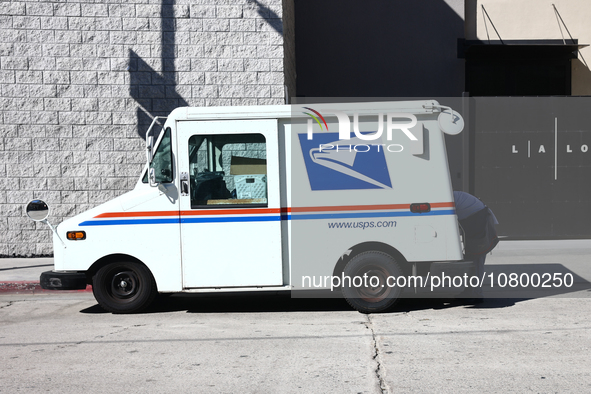 US Postal Service truck is seen in Los Angeles, United States on November 14, 2023. 