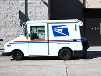 US Postal Service truck is seen in Los Angeles, United States on November 14, 2023. (