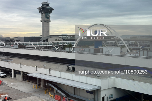 A view of the LAX Airport with the Theme Building in Los Angeles, United States on November 15, 2023. 