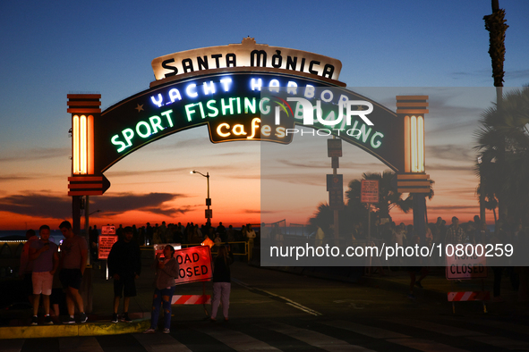 A view of the Santa Monoica Yacht Harbor sign in Santa Monica, United States on November 12, 2023. 