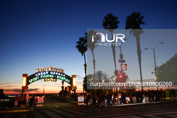 A view of the Santa Monoica Yacht Harbor sign in Santa Monica, United States on November 12, 2023. 