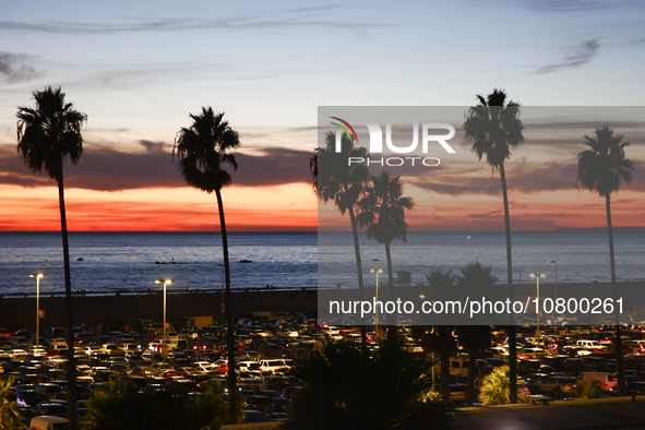 A view of the parking near the beach in Santa Monica, United States on November 12, 2023. 