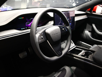 Inside view of Tesla car at the showroom in Santa Monica, United States on November 12, 2023. (