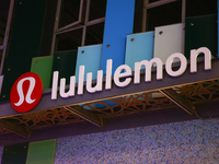 Lululemon logo is seen on the building in Santa Monica, United States on November 12, 2023. (