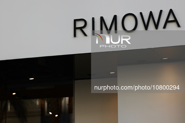 Rimowa logo is seen at the store at Rodeo Drive in Beverly Hills, United States on November 13, 2023. 