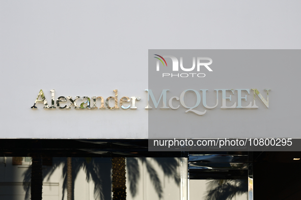 Alexander McQueen logo is seen at the store at Rodeo Drive in Beverly Hills, United States on November 13, 2023. 