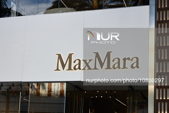 MaxMara logo is seen at the store at Rodeo Drive in Beverly Hills, United States on November 13, 2023. 