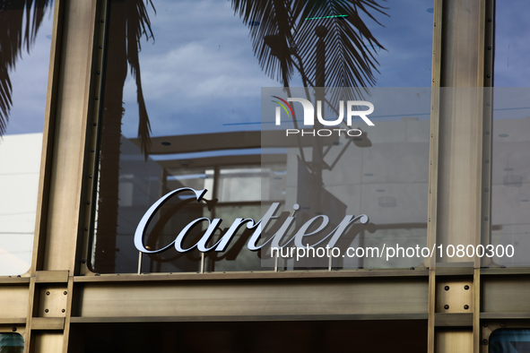 Cartier logo is seen at the store at Rodeo Drive in Beverly Hills, United States on November 13, 2023. 