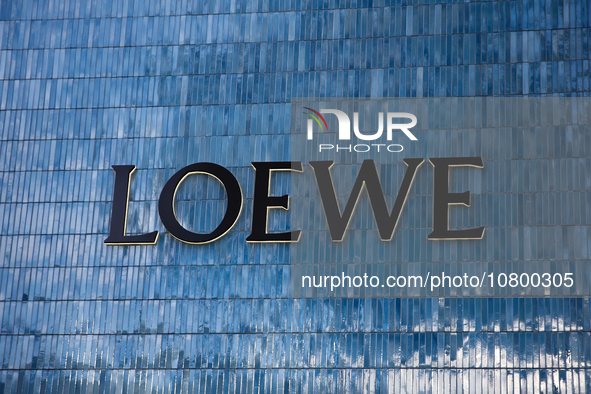 Loewe logo is seen at the store at Rodeo Drive in Beverly Hills, United States on November 13, 2023. 