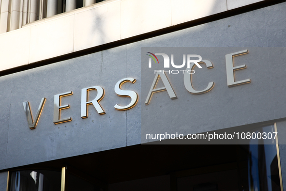 Versace logo is seen at the store at Rodeo Drive in Beverly Hills, United States on November 13, 2023. 