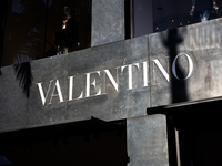 Valentino logo is seen at the store at Rodeo Drive in Beverly Hills, United States on November 13, 2023. (