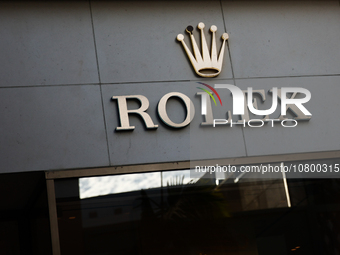 Rolex logo is seen at the store at Rodeo Drive in Beverly Hills, United States on November 13, 2023. (