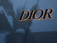 Dior logo is seen at the store at Rodeo Drive in Beverly Hills, United States on November 13, 2023. (