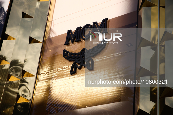 MCM logo is seen at the store at Rodeo Drive in Beverly Hills, United States on November 13, 2023. 