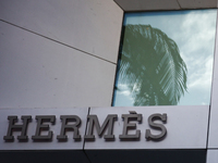 Hermes logo is seen at the store at Rodeo Drive in Beverly Hills, United States on November 13, 2023. (