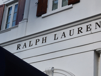 Ralph Lauren logo is seen at the store at Rodeo Drive in Beverly Hills, United States on November 13, 2023. (