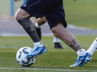 Lionel Messi kicks the ball during a training session at 'Lionel Andres Messi' Training Camp on November 14, 2023 in Ezeiza, Argentina. (